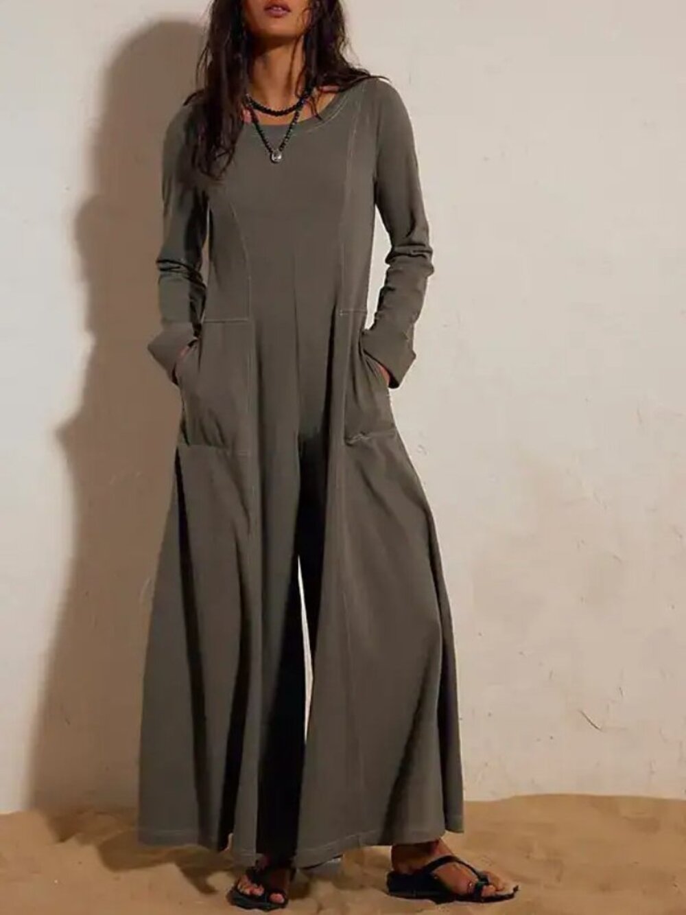 Free People Free-Est Strada Jumpsuit Agave Green Size L NWT
